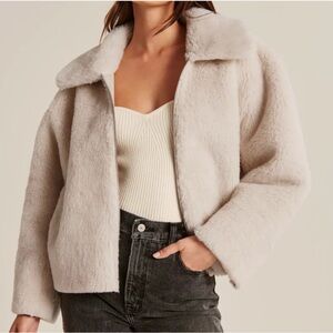 Abercrombie & Fitch Cream Teddy Jacket mint condition SCHELL 💯 LEATHER